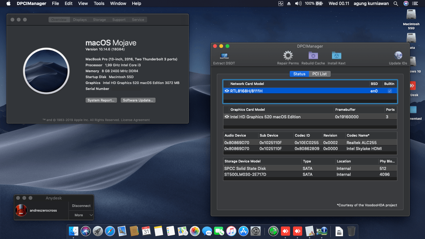 Success Hackintosh macOS Mojave 10.14.6 Build 18G84 at Acer E5-475G-38LQ